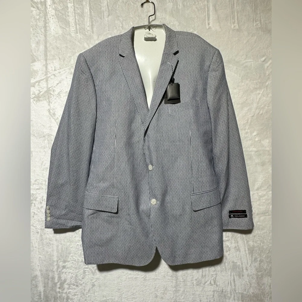 Linea Uomo navy/white striped 100% cotton men’s blazer size 52L new with tags